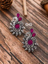 The Vintage Motif Studs - Ruby Red - The Embellished Oxidised Collection