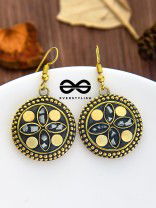 The Tribal Intricate Danglers (Golden) - Oxidised Boho Earrings