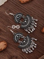 The Little Aztec Tribal Danglers - Oxidised Boho Earrings