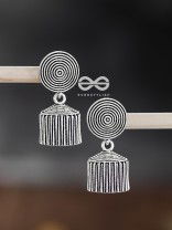 The Hypnotic Statement Jhumkis - Oxidised Boho Earrings