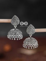 The Intricate Statement - Oxidised Boho Jhumkas