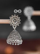 The Floral Statement Jhumkas - Oxidised Boho Earrings
