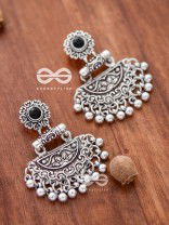 The Little Intricate Danglers (Onyx Black) - Embellished Oxidised Collection