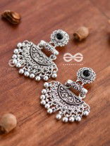 The Little Intricate Danglers (Onyx Black) - Embellished Oxidised Collection