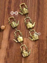 The Layered Kettle Danglers (Golden) - Oxidised Boho Earrings