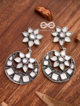 The Queen's Desire - Embellished Oxidised Danglers (Silver)