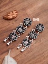 The Triple Layered Intricate Danglers (Onyx Black) - The Embellished Oxidised Collection