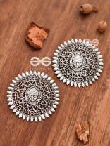 The Godly Durga Studs - Oxidised Boho Earrings