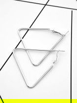 The Everyday Chic - Oversized Triangle Hoops - Silver
