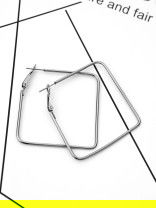 The Everyday Chic - Oversized Rectangle Hoops - Dark Grey