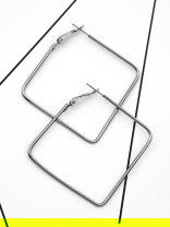 The Everyday Chic - Oversized Rectangle Hoops - Dark Grey