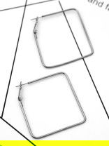 The Everyday Chic - Oversized Rectangle Hoops - Dark Grey