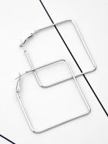 The Everyday Chic - Oversized Rectangle Hoops - Silver