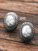 The Marble Button Studs - Tiny Trinket Earrings