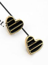 The Little Enamel Heart Studs - Black - Tiny Trinket Earrings