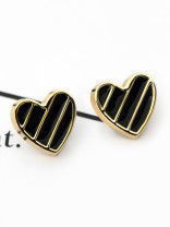 The Little Enamel Heart Studs - Black - Tiny Trinket Earrings