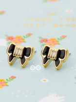 The Cute Enamel Bowknot Studs - Black - Tiny Trinket Earrings