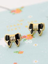 The Cute Enamel Bowknot Studs - Black - Tiny Trinket Earrings