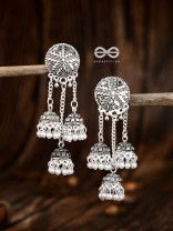 The Shimmery Chakras - Intricate Triple Jhumkis
