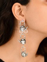 The Layered Kettle Danglers - Oxidised Boho Earrings