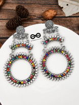 The layered Beaded Sun Oxidised Boho Earrings