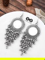 The Meshed Mirror Sun - Oxidised Boho Earrings