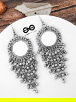 The Meshed Mirror Sun - Oxidised Boho Earrings