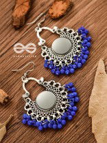 Motif Mirrors on My Ears (Royal Blue) - Oxidised Boho Earrings