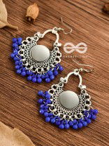 Motif Mirrors on My Ears (Royal Blue) - Oxidised Boho Earrings