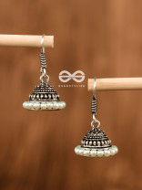 The Threaded Pearl Jhumki - Tiny Trinket Earrings