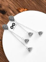 The Double Jhumki Motif Danglers - Oxidised Boho Earrings