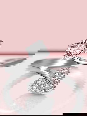 Shimmering Heart Adjustable CZ Ring