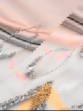 The Coral Ring- Golden Embellished Hoop Earrings