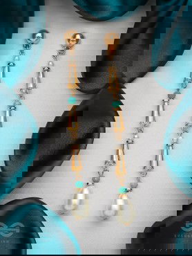 The Drooping Bells- Golden Embellished Earrings