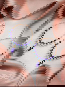 Half Moon Bay - Golden Embellished Earrings (Navy Blue)