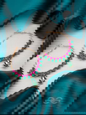 Half Moon Bay - Golden Embellished Earrings (Emerald Green)