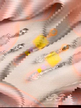 The Springtide- Golden Embellished Earrings