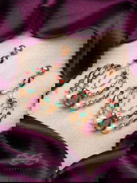 The Jazzy Rainbow- Golden Pearls and Stone Earrings