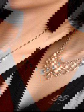 The Rainmaker- Golden Embellished Necklace With Anti-Tarnish Coating 