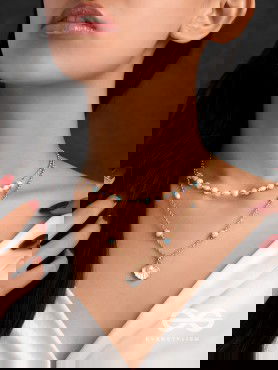 The Sea-Nic Beauty- Golden Embellished Necklace With Anti-Tarnish Coating 