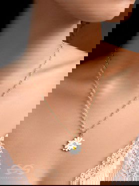 The White Dahlia- Golden Embellished Necklace With Anti-Tarnish Coating 