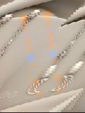 Over The Moon - Golden Pearl and Beads Earrings