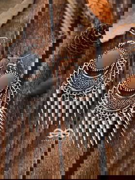 The Badass Mirror Motifs - Oxidised Boho Earrings