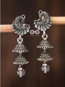 The Intricate Peacock Double Layered Jhumkis