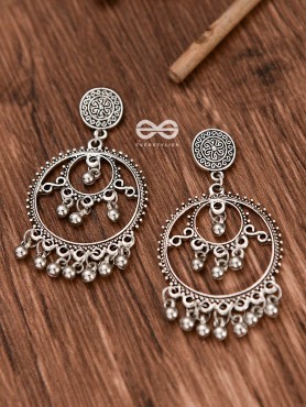 The Dangling Playful Circles - Oxidised Boho Earrings