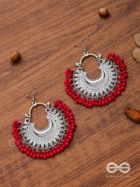 The Motif Moon Chandbali Earrings (Red) - The Boho Basics