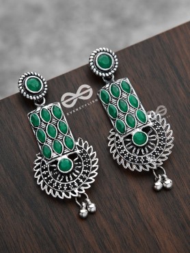 The Studded Artistry - Emerald Green - The Embellished Oxidised Collection