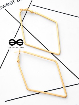 The Scintillating Slanting Hoops (Golden) - Casual Daily-Wear Earrings