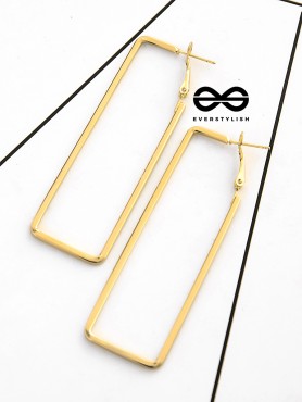 The Elegant Rectangular Hoops (Golden) - Casual Earrings