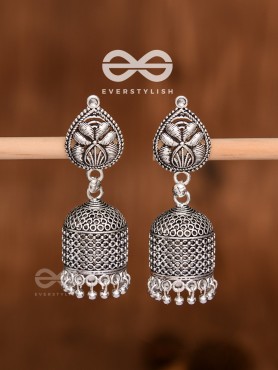 The Boho Chic Cylindrical Jhumkis - Oxidised Boho Earrings